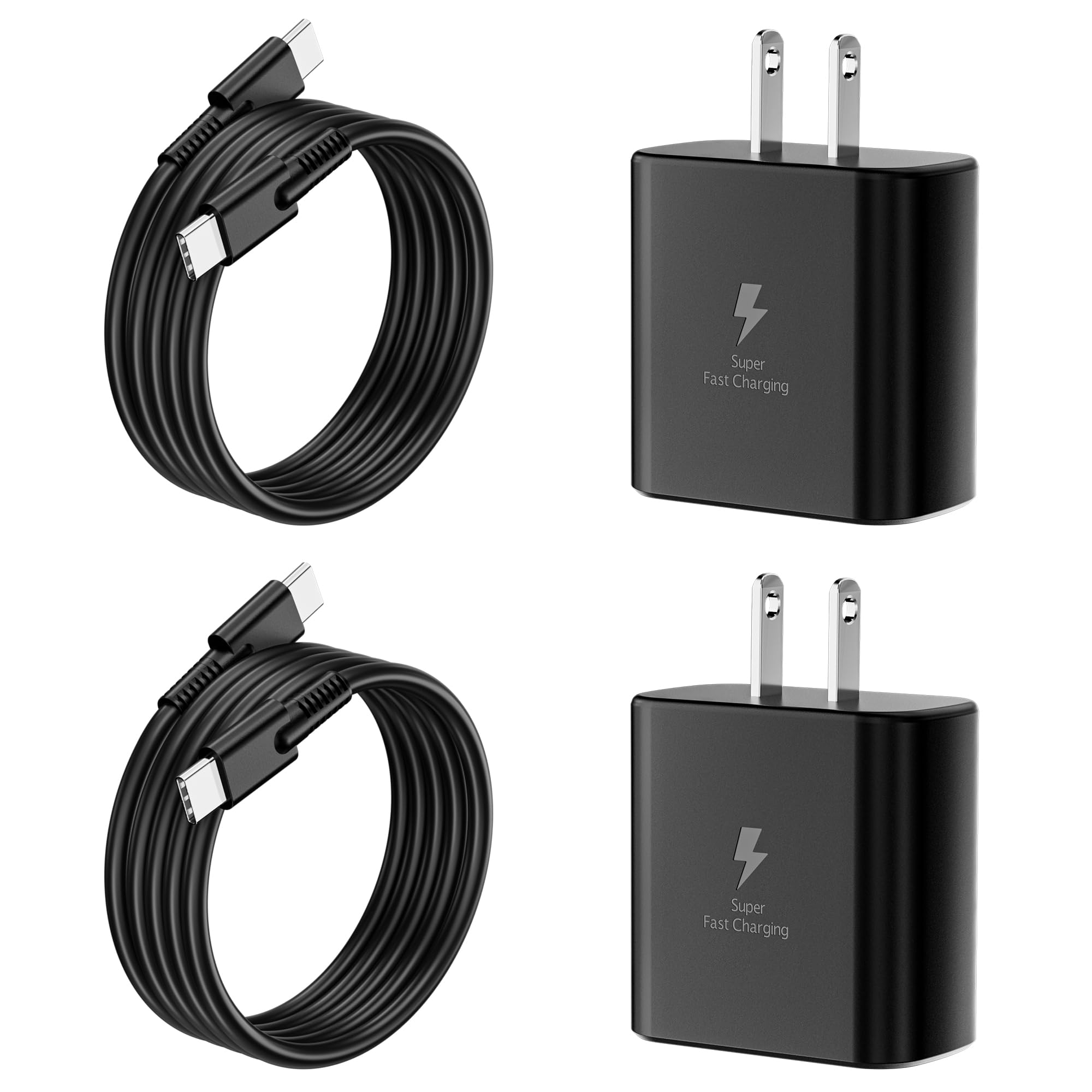 45W Super Fast Charger USB C, 2 Pack 45W USB-C Android Phone Charger Block with 6FT Type C Charging Cable Compatible with Samsung Galaxy S26Ultra/S26/S26+/S25/S25 Ultra/S24/S24 Ultra/S23 Ultra/S22/S20