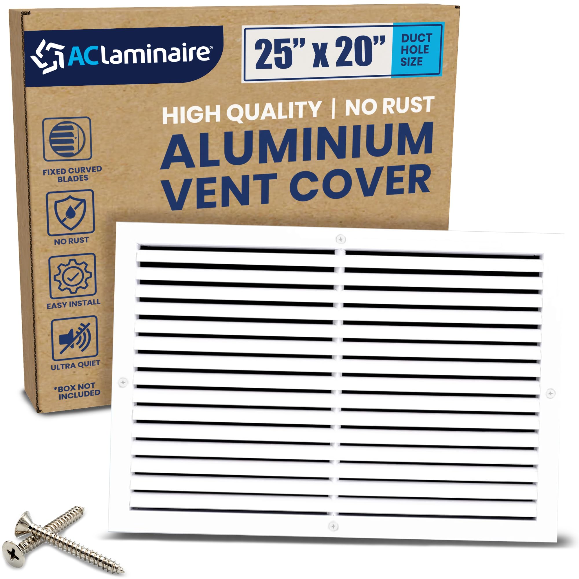 Photo 1 of (USED/FAIR) Fits 25" x 20" Duct Hole [26.6" x 21.6" Face] - Aluminum Return Grille, Rustproof, Fixed Blades, for Ceiling or Wall, No Adjustable Features