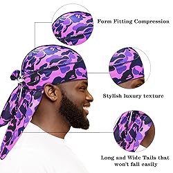 3Pcs Silk Durag for Men Designer Durag for Women