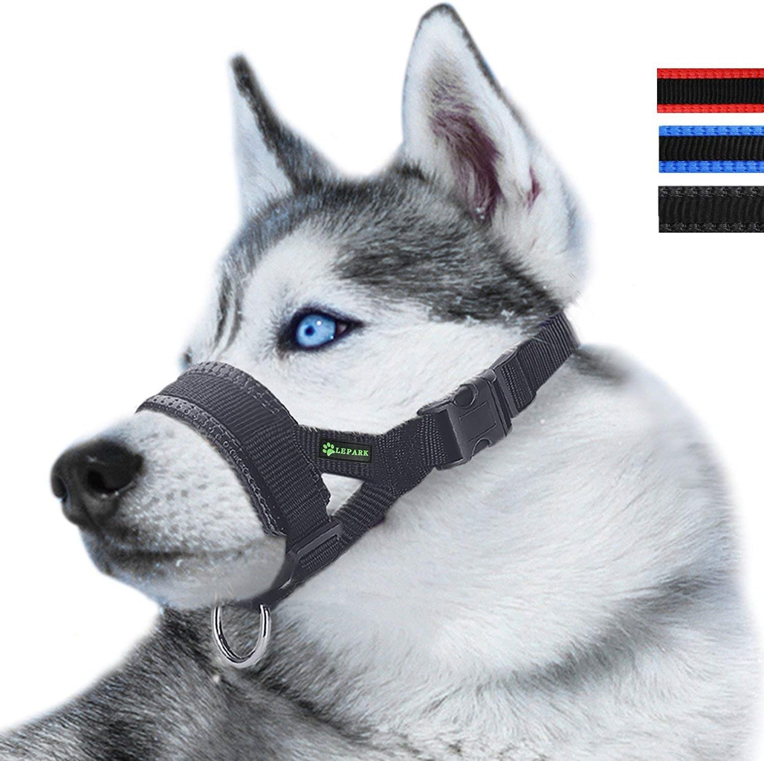 Nylon Dog Muzzle for Small, Medium, Large Dogs Prevent from Biting, Barking and Chewing, Adjustable Loop(M, Black)