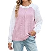 Quatrefox Fall Sweatshirts for Women 2025 Color Block Crew Neck Pullover Long Sleeve Sports Tunic Tops for Teen Girl