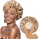 Bonnet Hair Satin,Sleep Bonnets for Women,Silk Hair Bonnet for Sleeping,1 Pack Brown