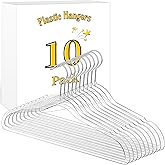 Bgtecho 10 Pack Clear Plastic Hangers, 16.1 Inch Heavy Duty Clothes Hangers, Space Saving Clear Acrylic Hanger with 360 Degree Swivel Hook and Notches, Coat Hanger for Clothes Shirts Dresses