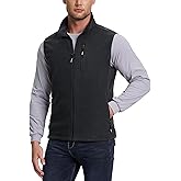 Outdoor Ventures Men's Full-Zip Lightweight Polar Fleece Vest Outerwear with 5 Pockets Warm Winter Sleeveless Jacket Casual