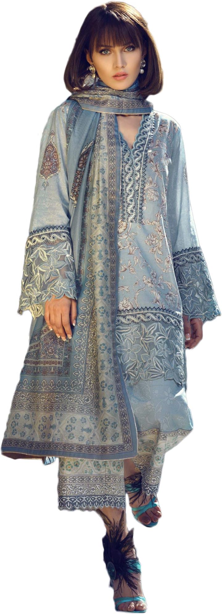 IshDeena Pakistani Designer Lawn & Chiffon Dresses for Women Ready to Wear Salwar Kameez