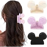 Mouse Head Hair Claw Clips,BENOSPACE 3Pcs Acrylic Lady Bear Hair Clips for Thin Medium Curly Hair Mouse Ears Non-slip Hair Catch Barrette Strong Hold Jaw Clamp Women Fashion Hair Styling Accessories