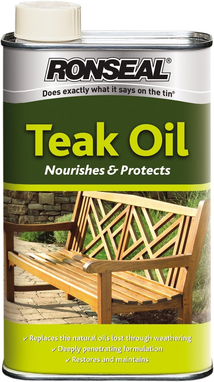 Ronseal Teak Oil 1L for Hardwood Garden Furniture - Weather Protection