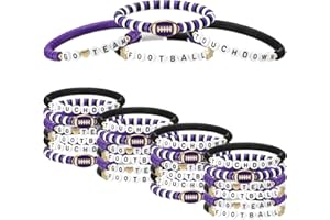 Landical 24 Pcs Football Bracelets Game Day Team Friendship Bracelets Football Party Favors for Women Men Stackable Stretch Sports Bracelet for Team Fan Halloween Non Candy Treats