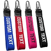 Graceful life Custom Embroidered Keychain, Personalized Wristlet Key chain with Your text/Number, big key tag for Women/Men