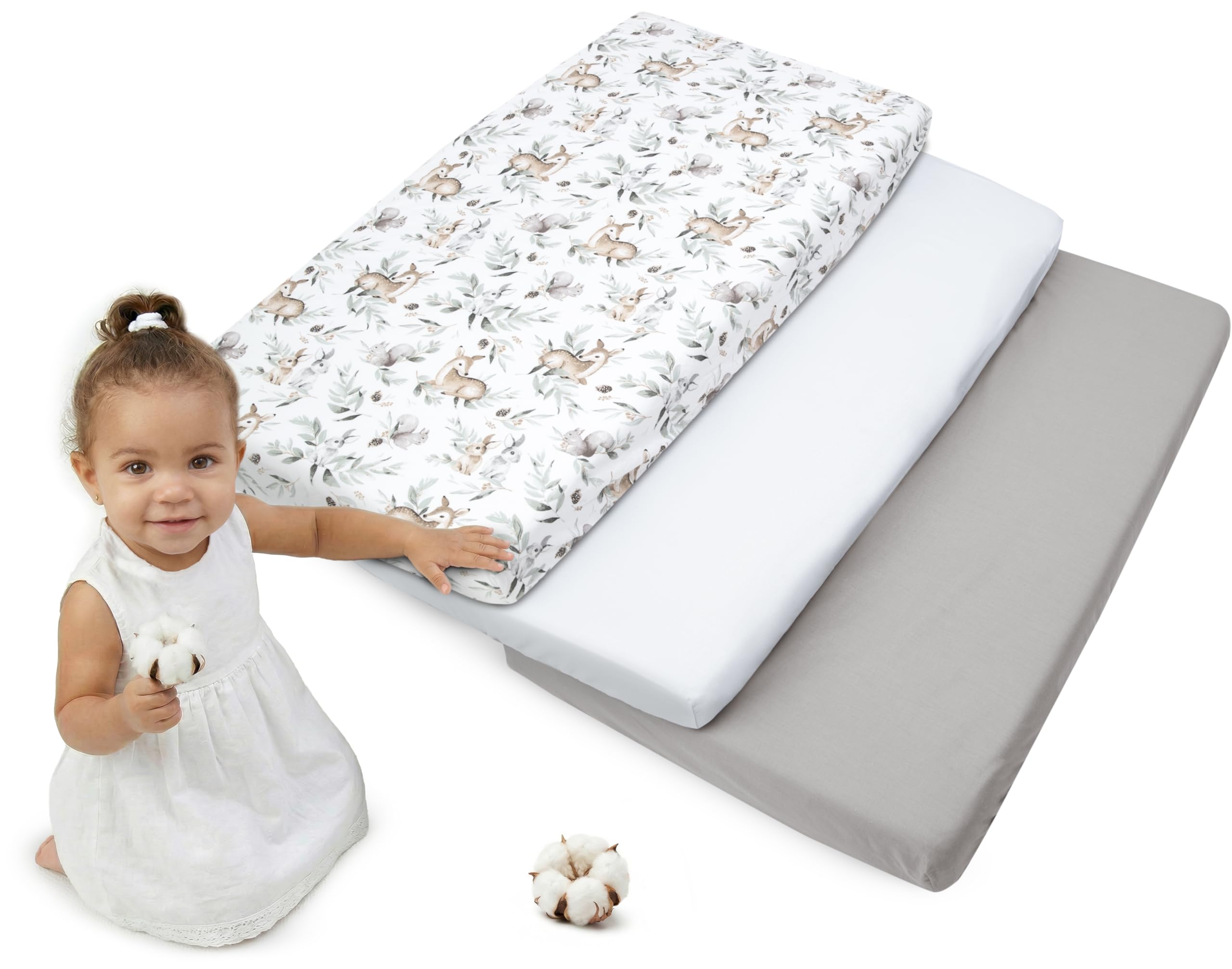 Medi Partners Set of 3 pcs. Fitted Sheet 60x120 cm 100% Cotton Baby Bed Linen Mattress Cot