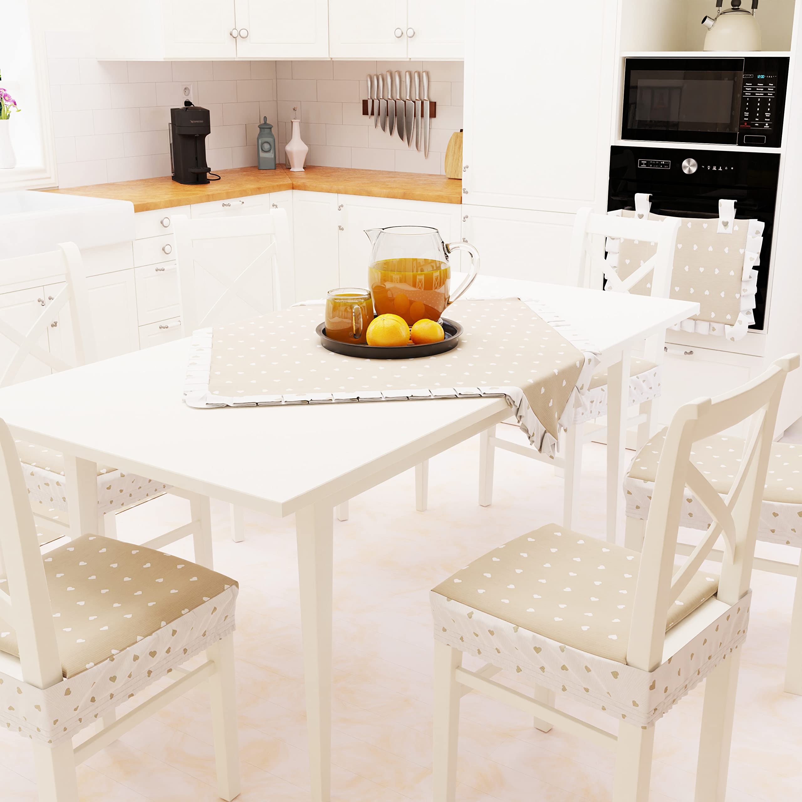 PETTI Artigiani Italiani Centerpiece, Beige Hearts, 1pz Centrotavola 90x90 cm