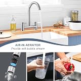 Peppermint Bridge Kitchen Tap 2 Hole Chrome 360 Swivel Spout Brass view 4