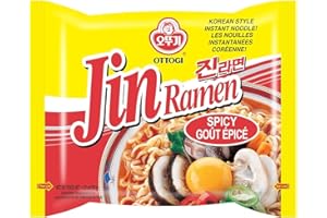 OTTOGI OTOKI Jin Ramen Spicy Flavor, Authentic Korean Instant Noodle, Genuine Korean Ramen Soup Mix, 4.23oz x 4 Pack