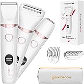 MAXGROOM Bikini Trimmer Women, 3-in-1 Painless Electric Razor for Pubic Hair, Waterproof Cordless Lady Shaver with LED Light,