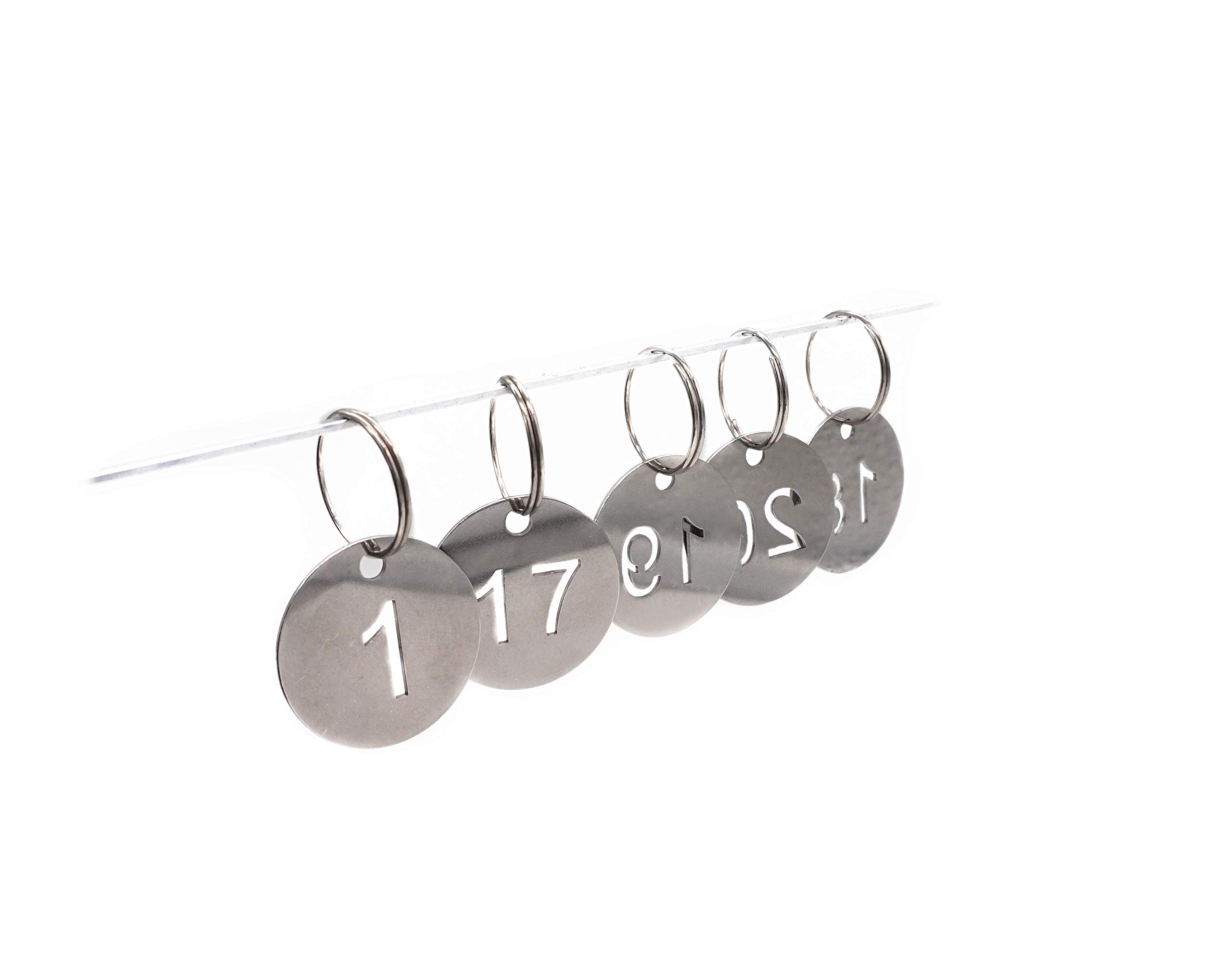 NanTun 30mm 304 Stainless Steel Key Tags with Ring 10 pcs, Hollowed Number ID Tags Key Chain, Numbered Key Rings - 1 to 10
