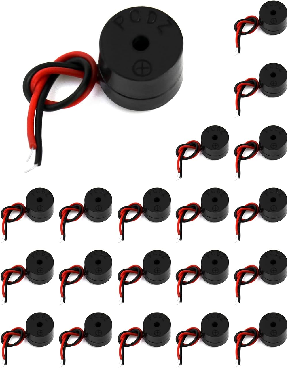 QWORK 20 Pcs Electronic Buzzer 12V 85dB Piezo Alarm 50mm Cable