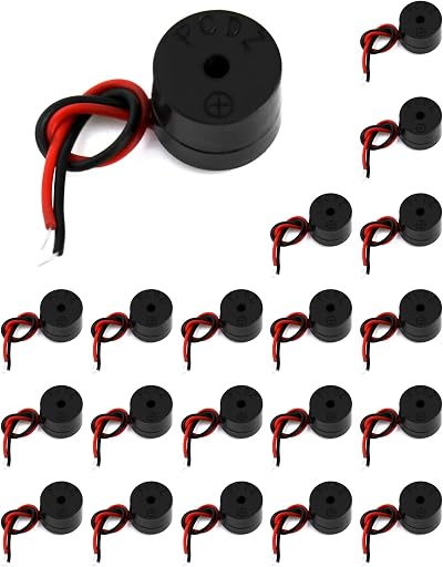 QWORK 20 Pcs Electronic Buzzer 12V 85dB Piezo Alarm 50mm Cable