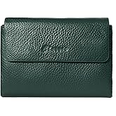 DAMAIKE Bifold Wallet for Women Genuine Leather, [Large Capacity] [Magnetic Closure] Female Ladies Wallet Card Holder with ID Window, Zipper Coin Pockets (Dark Green)