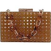 Anopo Acrylic Clutch Purse for Women Colorful Evening Handbag Geometric Marbling Box Bag with Detachable Chain