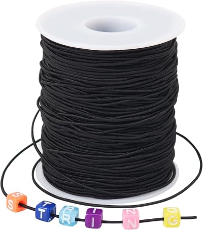 Tenn Well Stretchy Elastic String 1mm x 100m Black Beading Cord