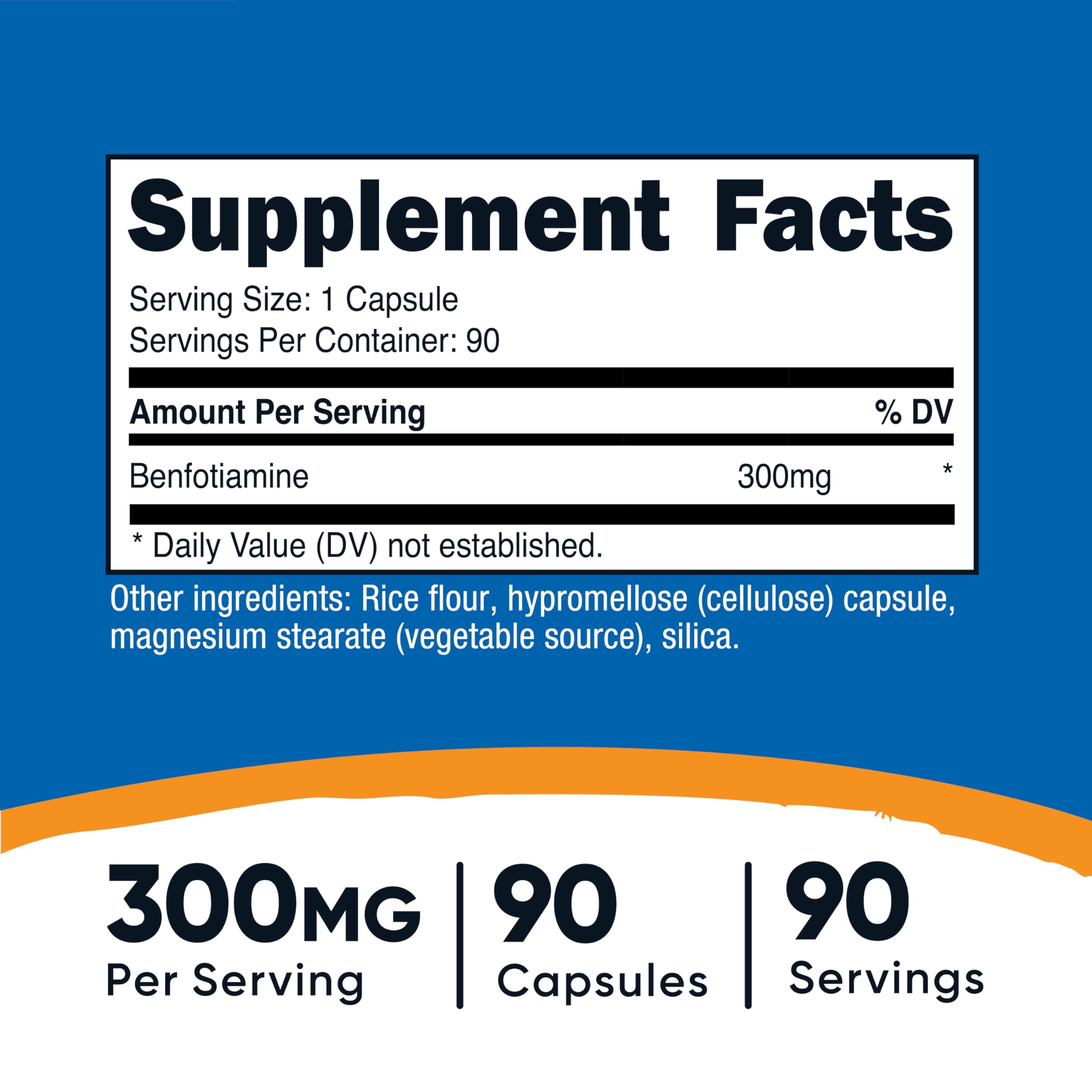 Nutricost Benfotiamine 300mg, 90 Capsules - Gluten Free, Non-GMO, and Vegetarian Friendly Fat Soluble Vitamin B1