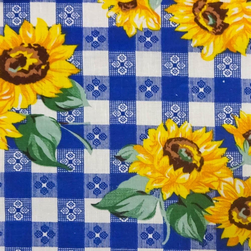 checkered with sunflowers