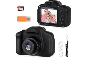 Zeacool Kids Camera,HD Digital Video Camera,Childrens Toys for 3 4 5 6 7 8 9 Year Old Boys/Girls,Selfie Camera for Kids,Christmas Birthday Gifts with 32GB SD Card (Black)