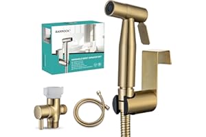 BARROCK Handheld Bidet Sprayer for Toilet, 2 Pack Bidets Faucet for Existing Toilets Cloth Diaper Jet Sprayer, Stainless Steel Muslim Shower Brushed Gold Bidet Attachment Set for Baby/Feminine Wash