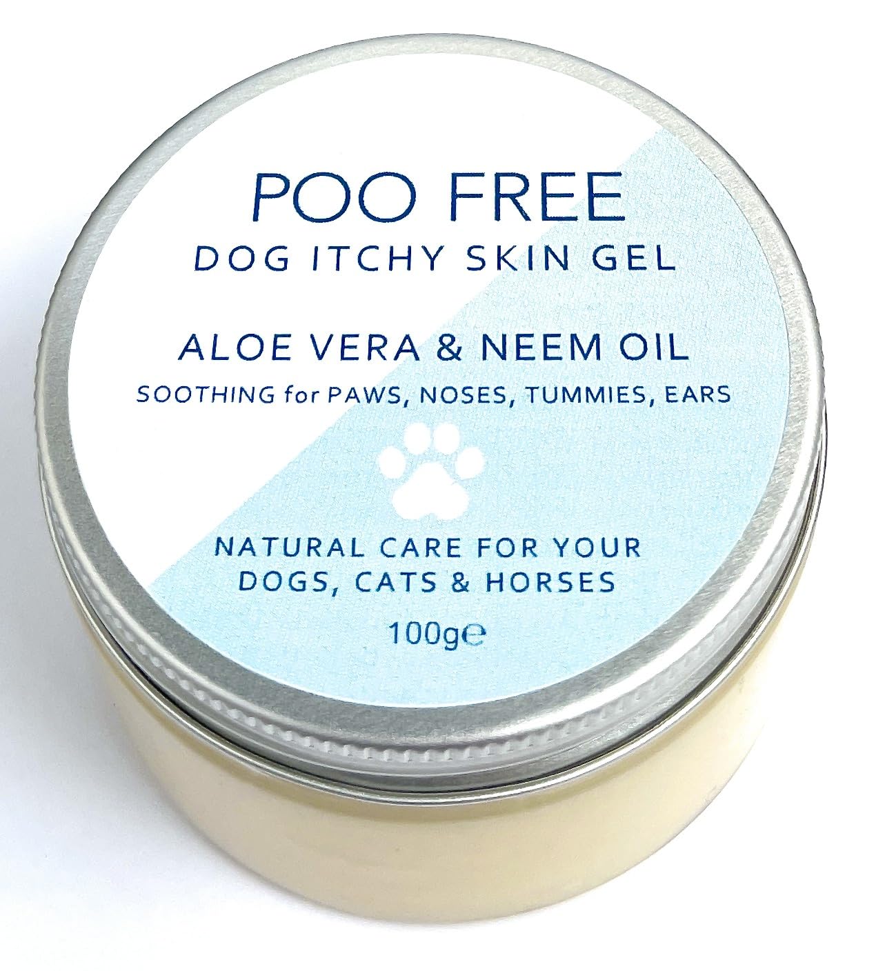 POO FREE Neem & Aloe Soothing Dog Gel – Targeted Skin Comfort – 99% Natural Origin – Fragrance-Free & Non-Greasy – Soothes Itchy Skin & Hot Spots – Vegan – UK Made – 100g