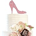 LINGTEER High Heel Pink Rhinestone Crystal Cake Topper Perfect for Birthday Wedding Anniversary Party Keepsake Sparkle Decoration