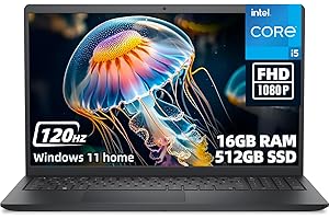 Dell Inspiron 15.6" FHD 120Hz IPS Student and Business Laptop, Intel Core i5-1334U, 16GB DDR4 RAM, 512GB SSD, Windows 11 Home