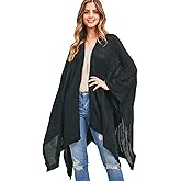 RIAH FASHION Bohemian Sequin Glitter Shawl Wrap Poncho - Kimono Cardigan, Sparkly Metallic Mesh Scarf, Open Knit Crochet