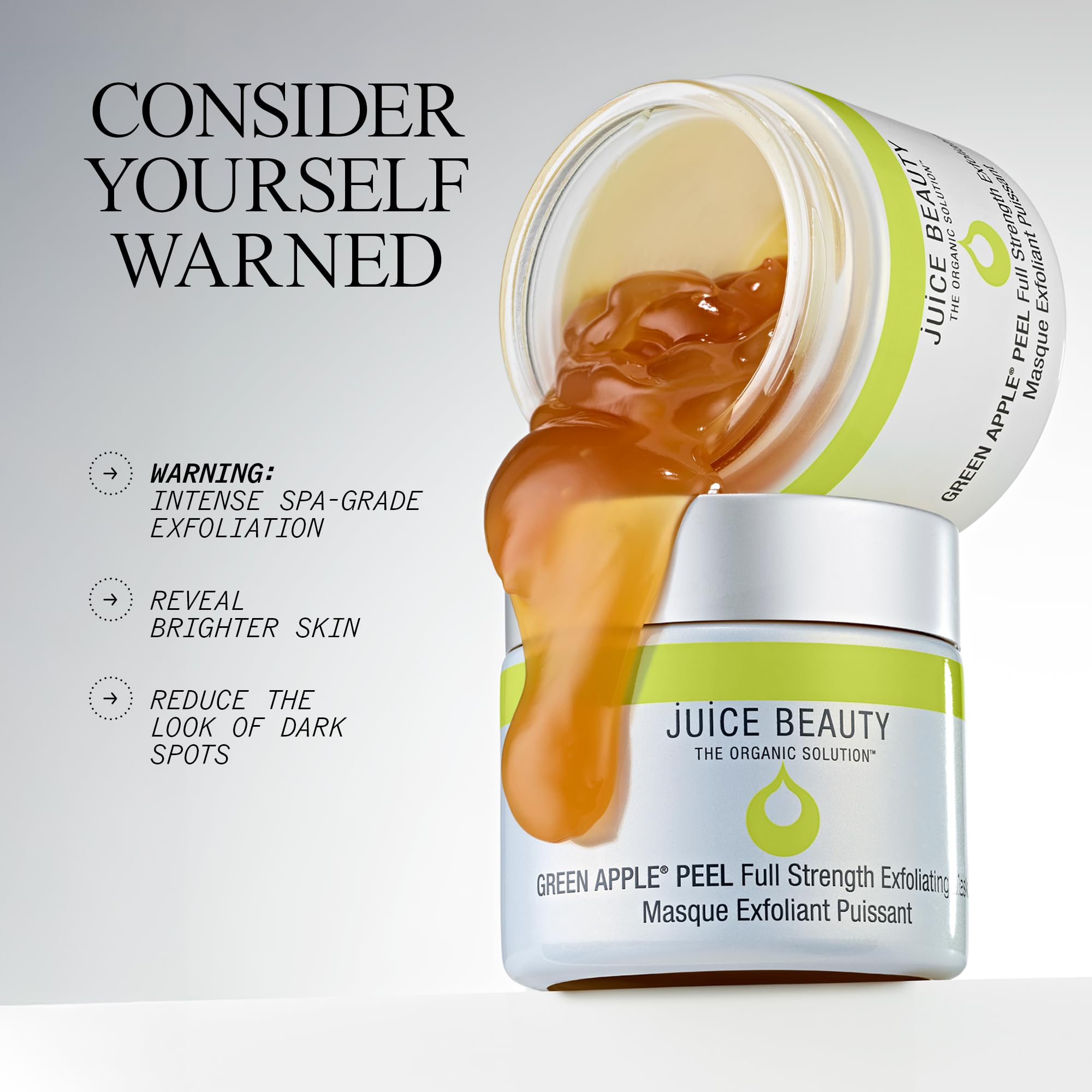 Juice Beauty Green Apple Peel Full Strength Exfoliating Mask - 60 mL - Spa-Grade Facial Peel to Exfoliate + Even Skin Tone - Vegan, Cruelty Free