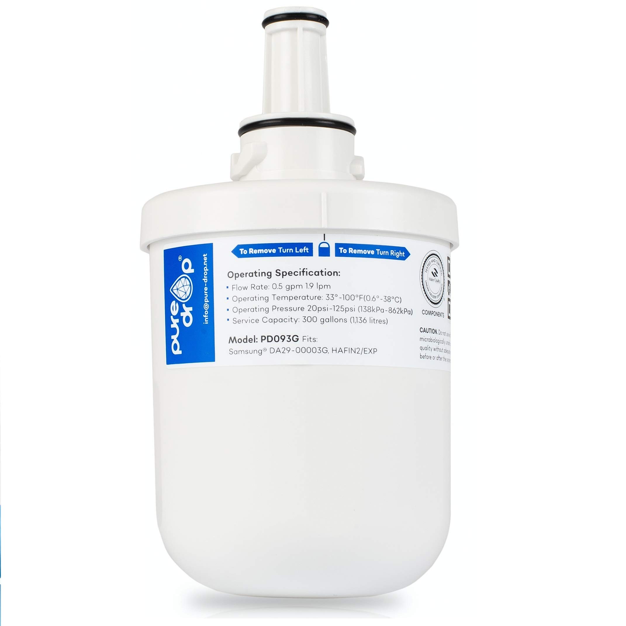 Budget Filters Water Filter, BF3G, Compatible with Samsung Aqua Pure Plus HAFIN2EXP DA29-00003G Fridge Filter, 300 Gallons / 6 Months, Reduces Chlorine, Improves Taste, Reduces Odor