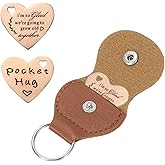 uxcell Pocket Hug Token Heart Double Sided Coin with Leather Keychain Long Distance Relationship Inspirational Keepsake Gifts