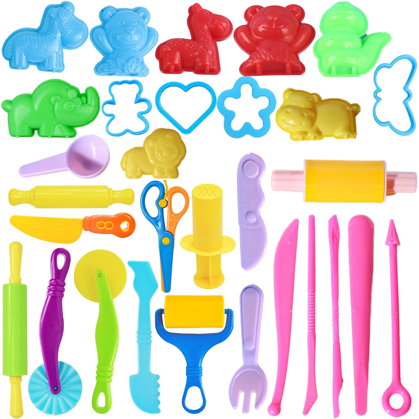 32 Pcs Play Dough Tools Sets for Kids, Playdough Accessories, Playdough Tools, Playdough Tools Set, Plastic Playdoh Accessories Set, Modeling Tools DIY Creation Educational Toy Accessories