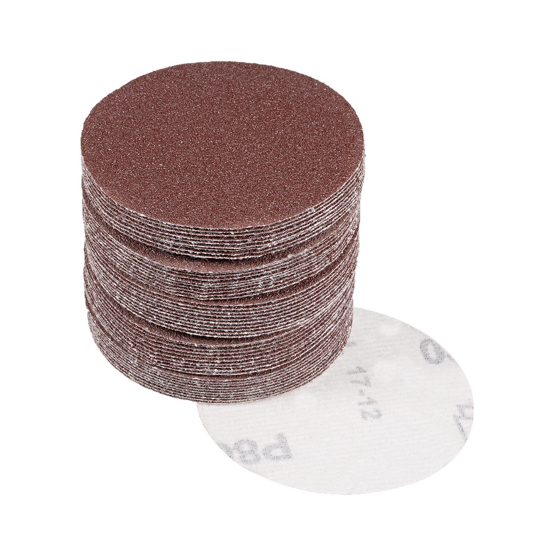sourcingmap 50Pcs 3 inch Hook and Loop Sanding Disc 80 Grits Flocking Sandpaper for Random Orbit Sander Brown โ image 1