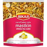 BIKAJI Mastkin Cornflakes Mix 14.11 oz, Savory Indian Namkeen | Crunchy cornflakes with cashews and tangy spices, made with authentic Bikaneri recipes. Ready to eat; perfect for tea time