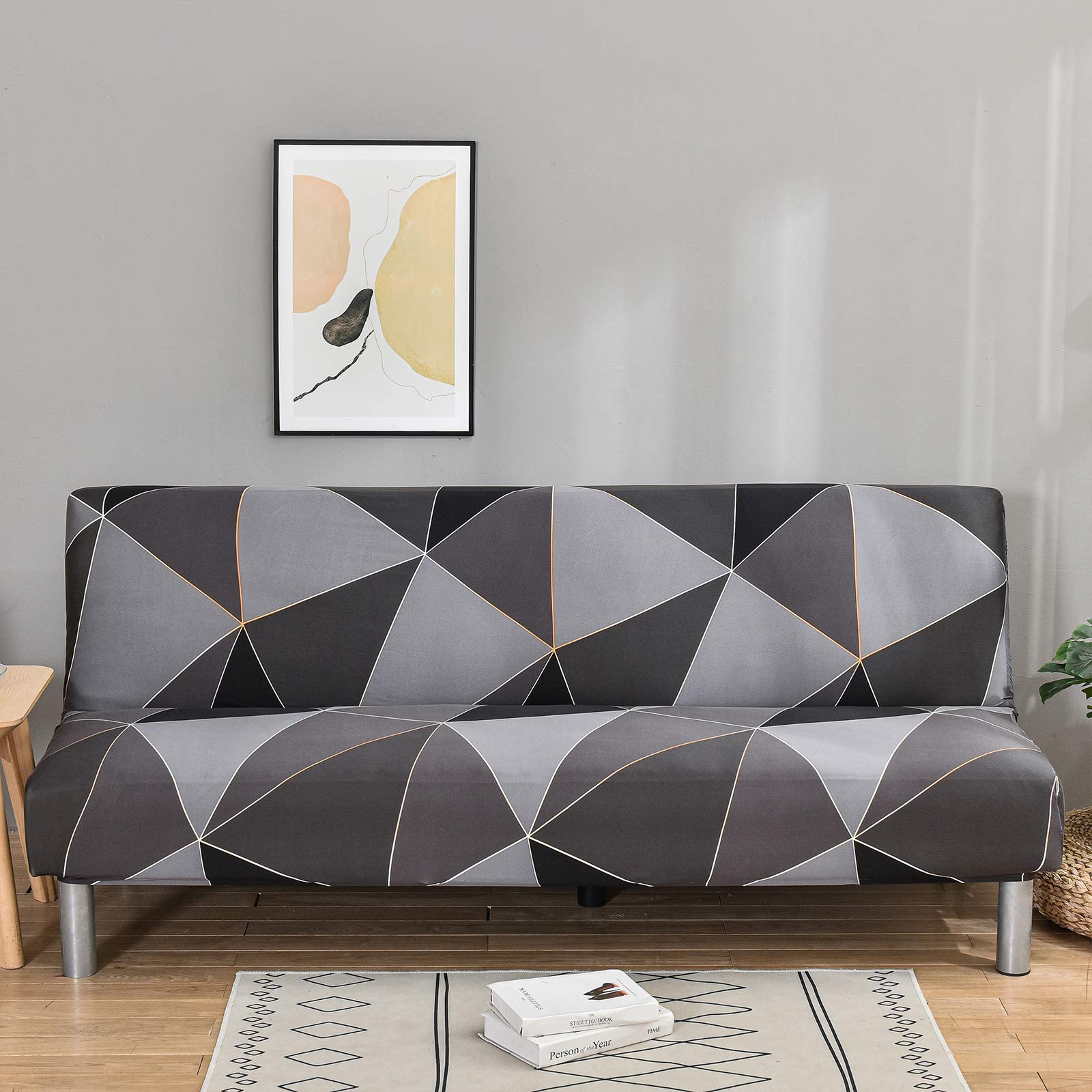 Mingfuxin Armless Sofa Bed Cover, Spandex Stretch Futon Slipcover Protector, Non-Slip Elastic Folding Couch Sofa Shield Fits for 2-3 Seater Folding Sofa Bed without Armrests(Printed # 3259) — image 1