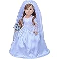 DreamWorld Collections Princess Kate - 4 Piece 18 inch Doll Outfit - Royal Wedding Dress with White Shoes and Tulle Veil - (Doll Not Included)