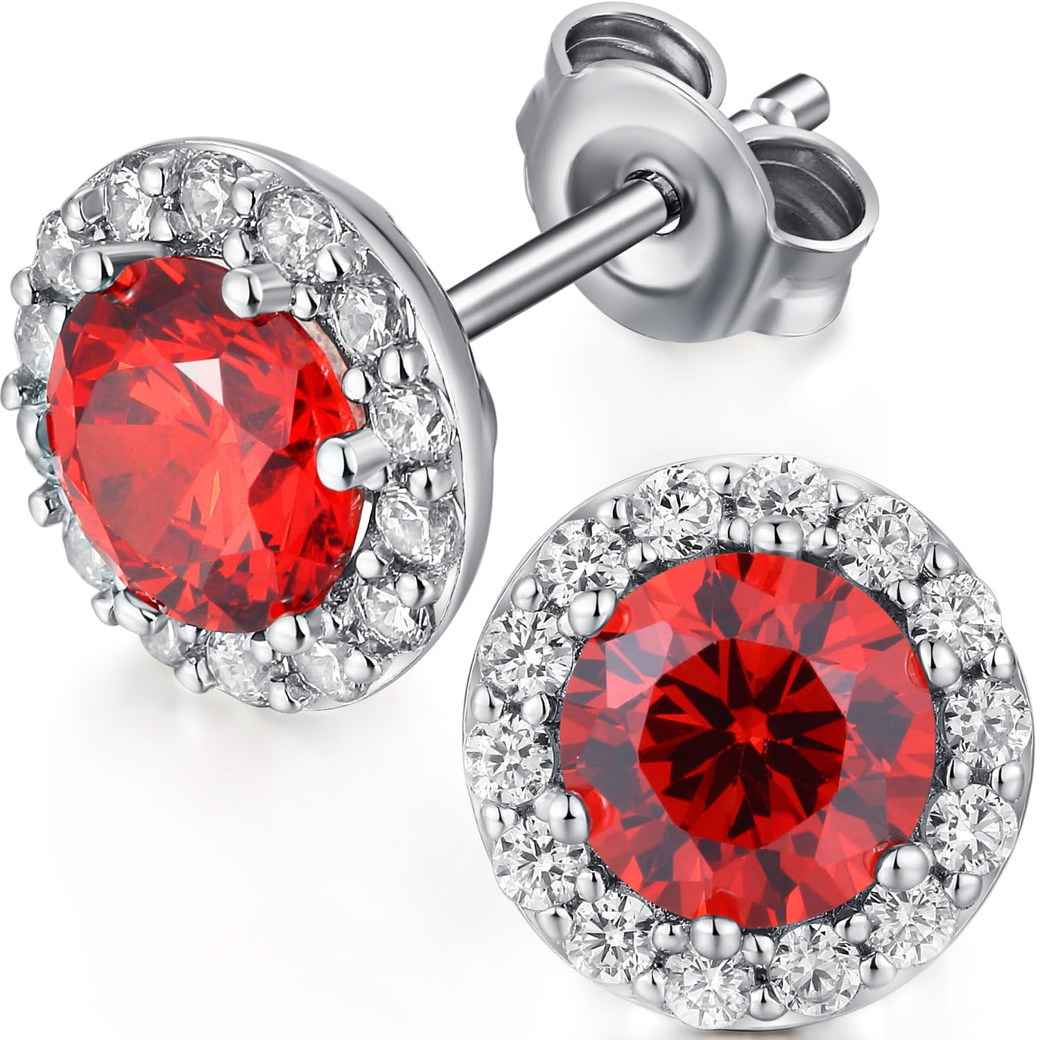 Diamond Earrings for Women Men Diamond Studs Halo Earrings 925 Sterling Silver Cubic Zirconia Cz Earring Studs — image 1