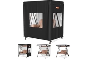 Roasivi Outdoor Swing Cover 65"L x 50"W x 66"H 2-Seat Waterproof Porch Swing Cover Non-Disassembly Design Anti-UV & Windproof