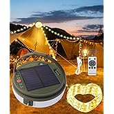 Camping String Lights Solar Upgraded 2 in 1, Camping String Lights Outdoor with 8 Lighting Modes(39.4 Ft)，Solar Power and Typ
