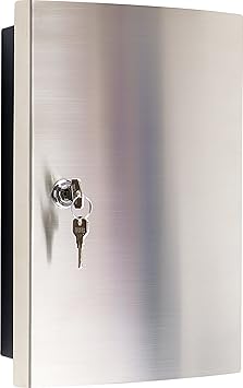 Schlüsselkasten mit Edelstahlfronttür gebürstet/Haky Box/Key Box/Schlüsselbox / Schlüsselschrank für 12 Schlüsselanhänger (in