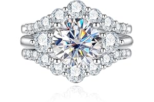Yeesoth Moissanite Wedding Ring Set 4.92cttw(3CT Center Stone) D Color 925 Sterling Silver Moissanite Engagement Rings Bridal Set for Women with Certificate
