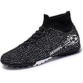 DKHHN Men's Soccer Cleats Football Shoes High-Tops Lace-Up Indoor TF Spikes Adult Wide Training Boots