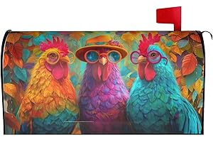 Taekifiyy Country Farm Chicken Mailbox Covers Magnetic Letterbox Covers 21x18 Inch for Garden Outdoor Decoration