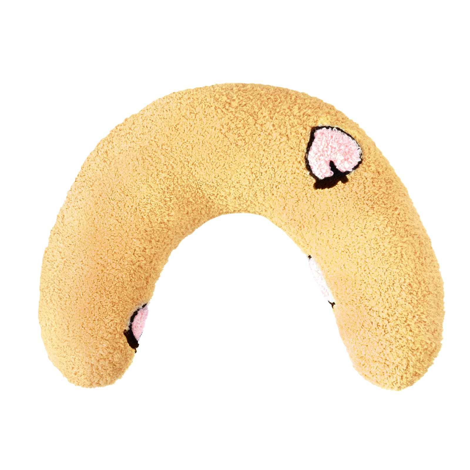 Photo 1 of Lystaii Cat Pillow for Indoor Pet Cat Dog Calming Pillow Soft Fluffy Cat Bed Pillow Dog Neck Pillow Pet Toy Half Donut Anxiety Relief Pet Pillow with Cute Embroidery Pattern (Yellow, Peaches)