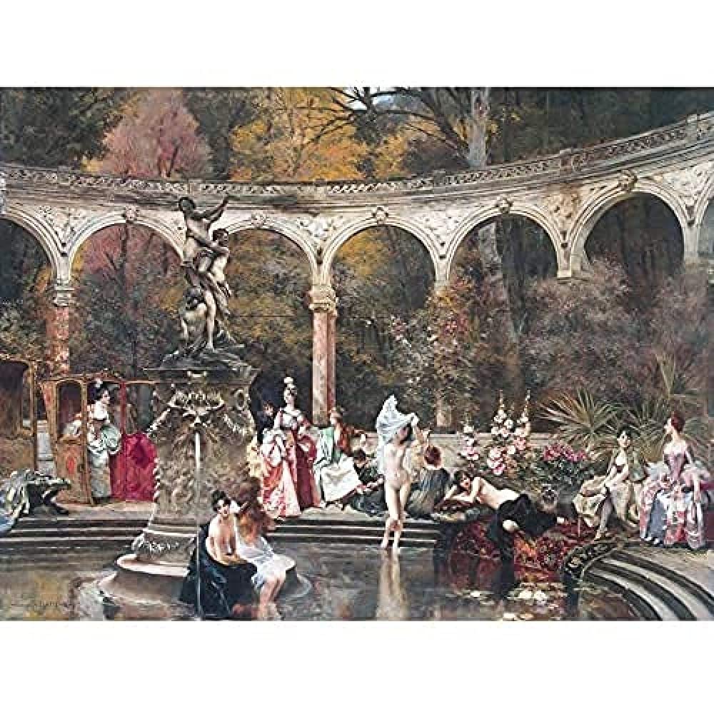 Flameng Bathing Court Ladies 18th Century Painting Art Print Canvas Premium Wall Decor Poster Mural
