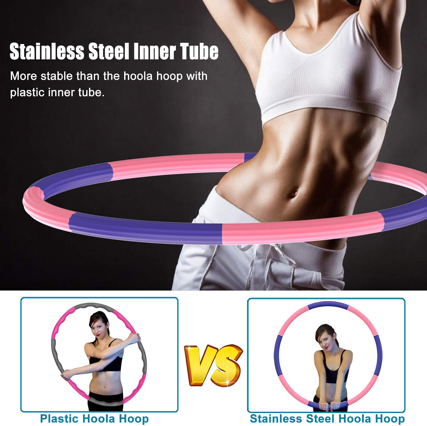 TTMOW Hoola Hoops for Adults, Upgrade Stainless Steel Core with Thicker Premium Foam Weight Loss Weighted Hoola Hoop for Exercise, Stable and Comfortable, 2.7lb: Toys & Games